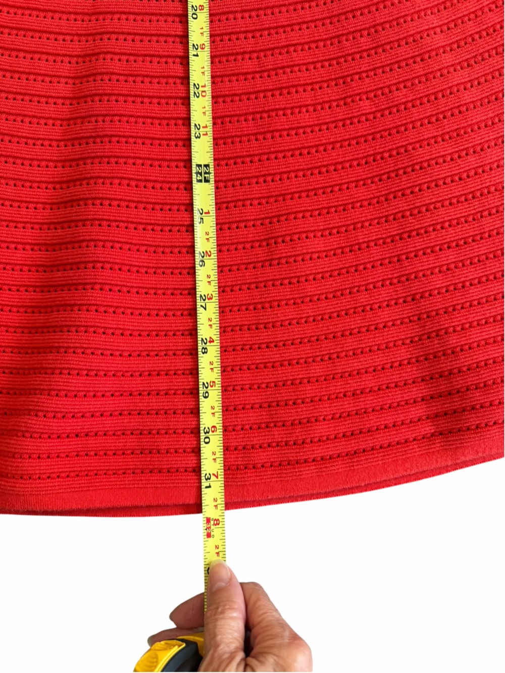 Sandro Paris Red Pointelle Knit Fit & Flare Skater Dress Size 1 S - Picture 3 of 7